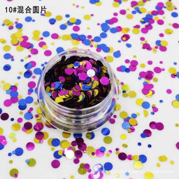 Glitter Flakes Hot Sale Polyester 1mm 2mm 3mm Round Mixed Glitter Flake for Cosmetics Decoration Glitter